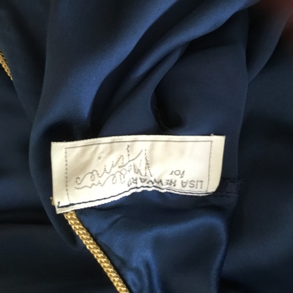 Deep blue satin slip dress, size 2 - Picture 3 of 3